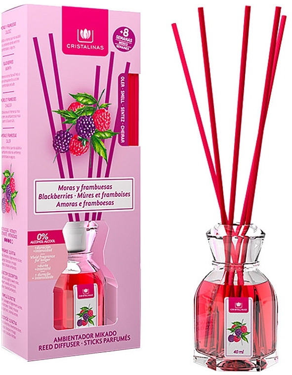 Reed Diffuser "Blackberry & Raspberry" - Cristalinas Reed Diffuser — photo N1