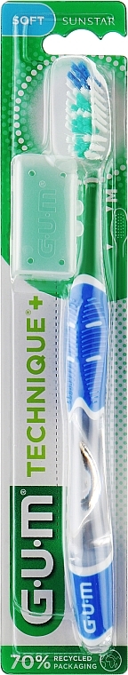 Toothbrush 'Technique+', soft, blue - G.U.M Soft Regular Toothbrush — photo N2