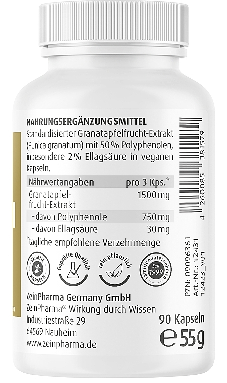 Pomegranate Extract Capsules, 500 mg - ZeinPharma — photo N3