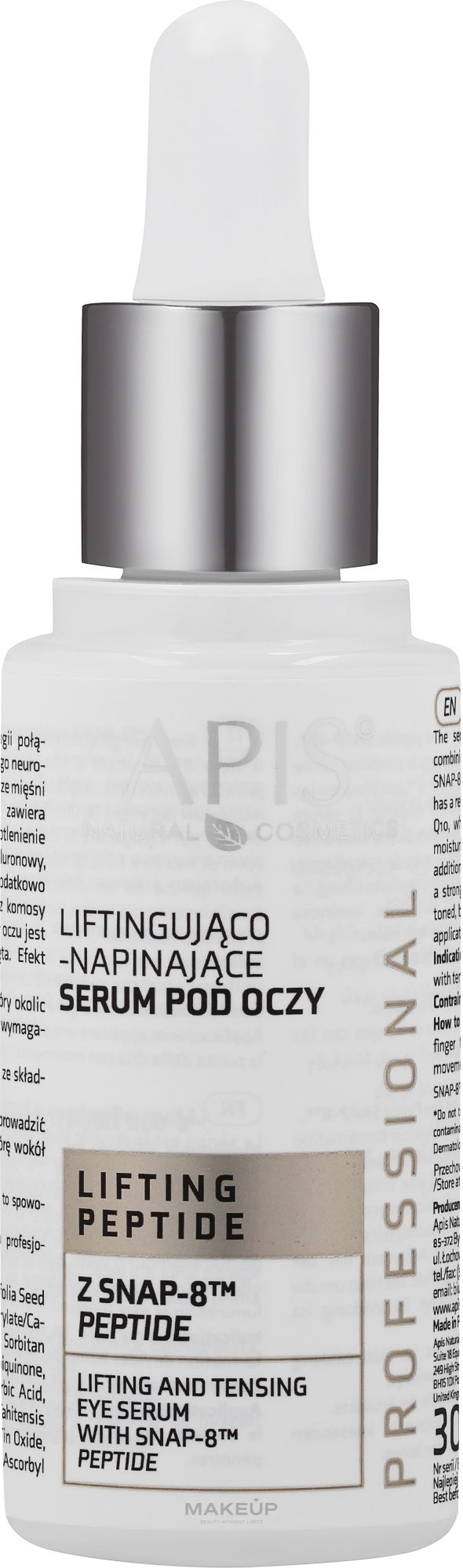 Lifting Eye Serum - APIS Professional Lifting Peptide Lifting And Tensing Eye Serum — photo 30 ml