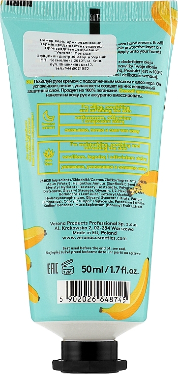 Banana & Aloe Hand Cream - Vollare Vegan Fruity Hands Hand Cream — photo N16