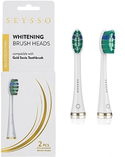 Toothbrush Head, 2 pcs - Seysso Gold Whitening Brush Heads White — photo N9