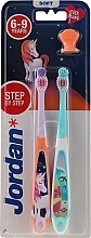 Fragrances, Perfumes, Cosmetics Kids Toothbrush, 6-9 years, purple with orange and turquoise with white, with orange cap - Jordan Step By Step Easy Reach