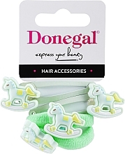 Fragrances, Perfumes, Cosmetics Hair Tie & Clip Set, FA-5663+1, green, horses - Donegal