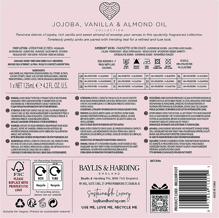 Set - Baylis & Harding Jojoba, Vanilla & Almond Oil Foot Set — photo N7