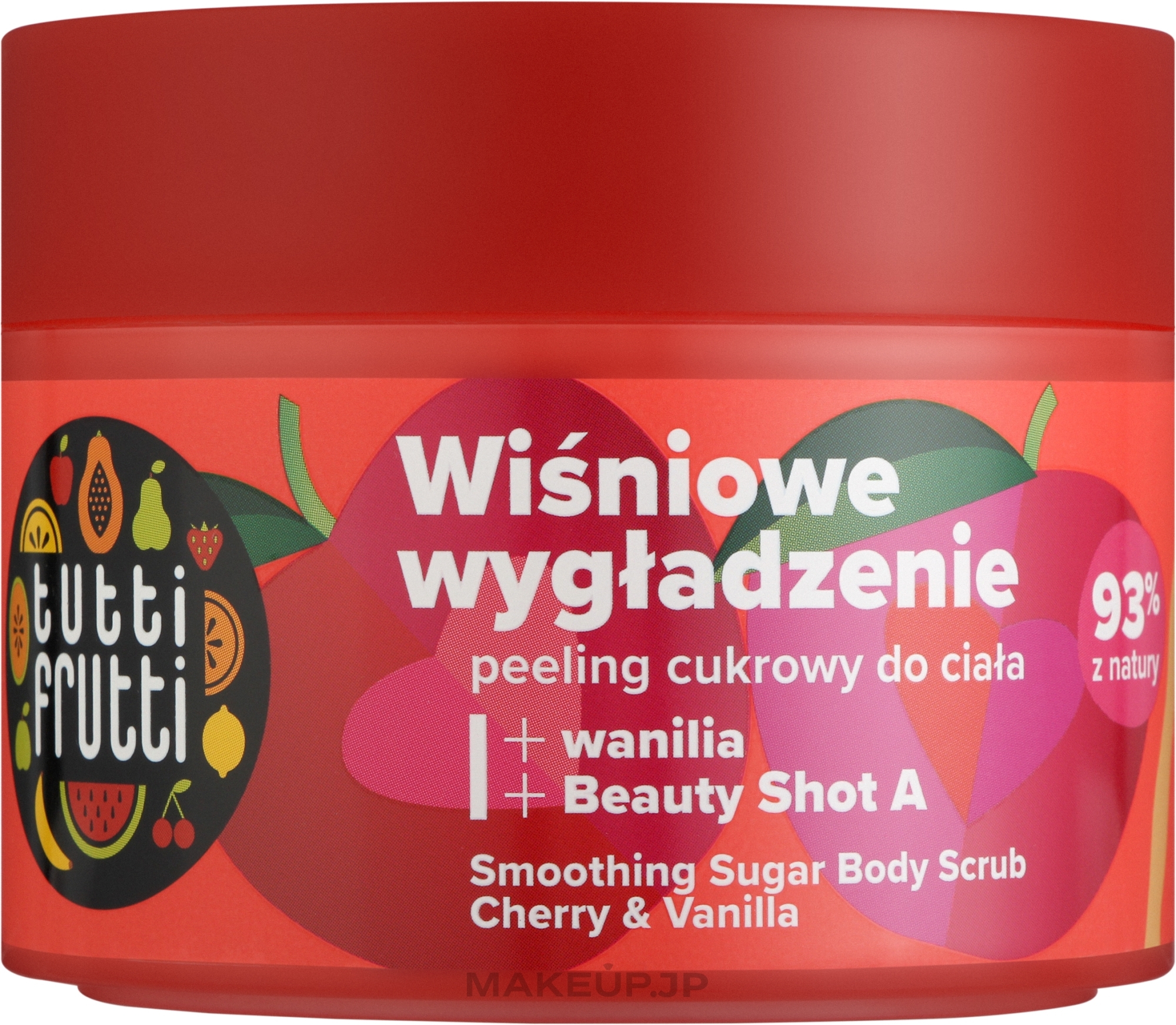 Smoothing Sugar Body Peeling "Cherry & Vanilla" - Farmona Tutti Frutti Cherry and Vanilla + Beauty Shot A Body Sugar Peeling — photo 300 g