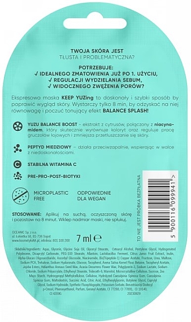 Normalizing & Mattifying Express Face Mask - AA Cosmetics KEEP YUZing — photo N2