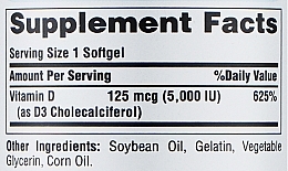 Vitamin D3 Food Supplement - Puritan's Pride Mega-Potency Vitamin D3 5000 IU — photo N3