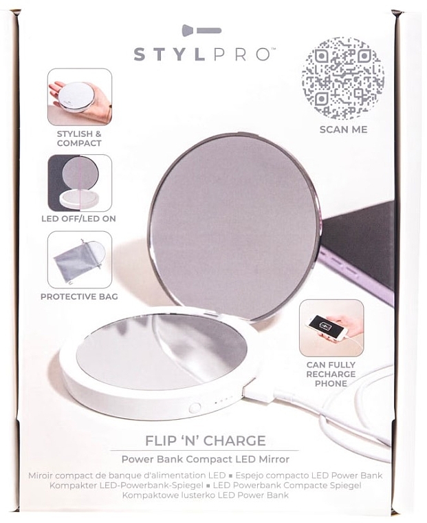 Mirror - Stylideas Stylpro Stylpro Flip 'N' Charge Power Bank LED Mirror — photo N2