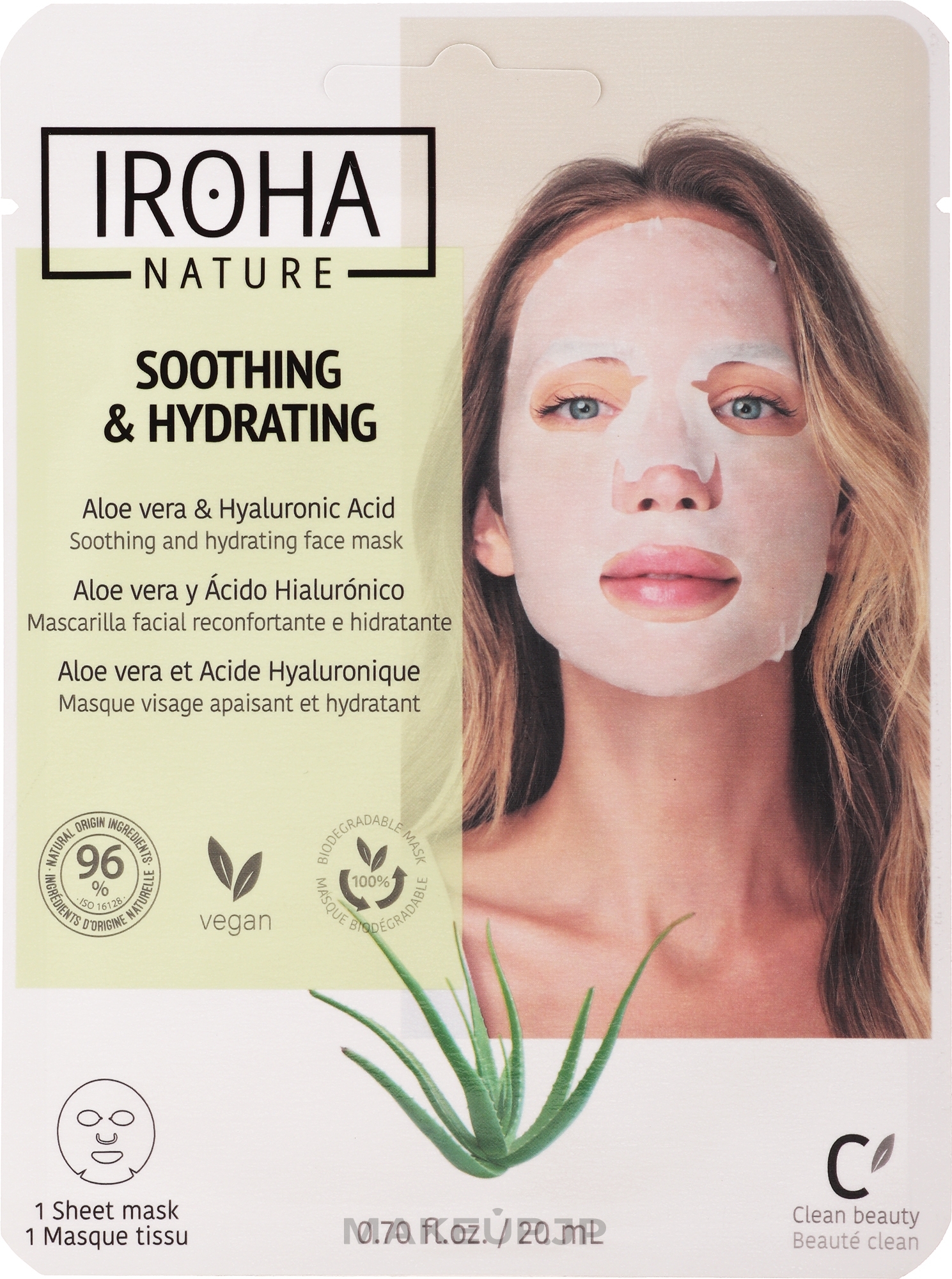Face Sheet Mask - Iroha Nature Moisturizing Aloe Tissue Face Mask — photo 23 ml
