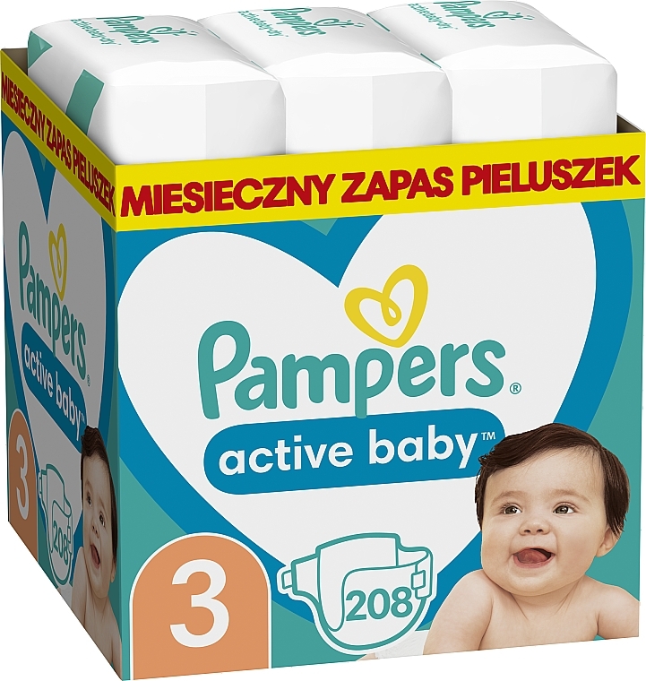 Diapers 'Active Baby', size 3 (Midi) 6-10 kg, 208 pcs. - Pampers — photo N1