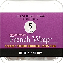 Narrow Nail Tips "French Smile" - Dashing Diva French Wrap White 50 Tips (Size 5) — photo N1