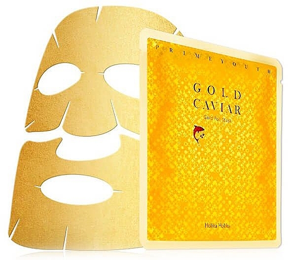 Face Mask with Gold Particles - Holika Holika Prime Youth Gold Caviar Gold Foil Mask — photo N1