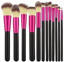 Professional Makeup Brushes Set, 12 pcs, pink and black - Tools For Beauty — photo N4
