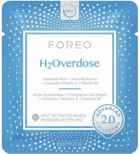Moisturizing Face Mask for Dehydrated Skin - Foreo UFO H2Overdose 2.0 Advanced Collection Activated Mask — photo N1