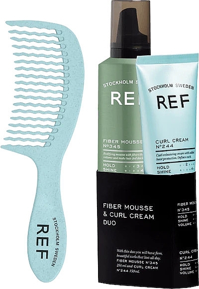 Set - REF Fiber Mouse & Curl Cream Duo (h/mousse/250ml + h/cr/150ml + comb) — photo N1