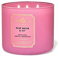 Fragrances, Perfumes, Cosmetics Scented Candle with 3 Wicks, matte glass - Bath and Body Works White Barn Rosewater & Ivy Scented Candle