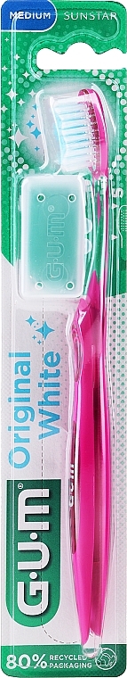 Toothbrush, medium, fuchsia - G.U.M OriginalWhite Toothbrush Medium — photo N1
