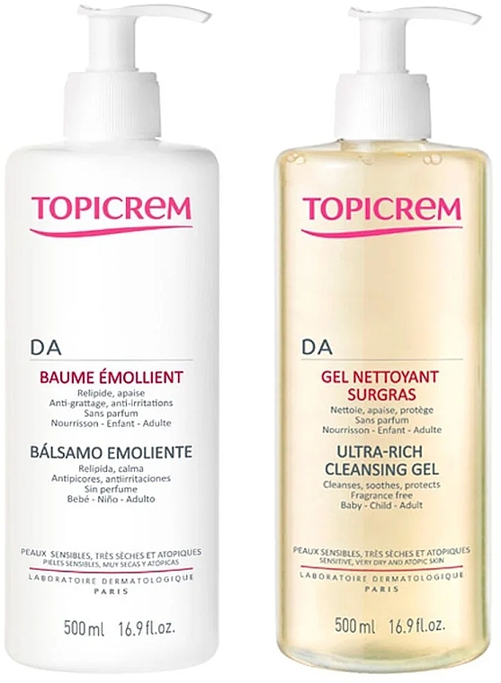 Set - Topicrem DA Pack (cl/gel/500ml + b/balm/500ml) — photo N1