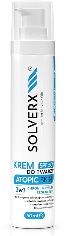 Face Sun Cream SPF 50 - Solverx Atopic Skin — photo N1