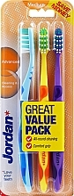 Fragrances, Perfumes, Cosmetics Medium Toothbrush, blue + orange + purple - Jordan Advanced Medium Toothbrush