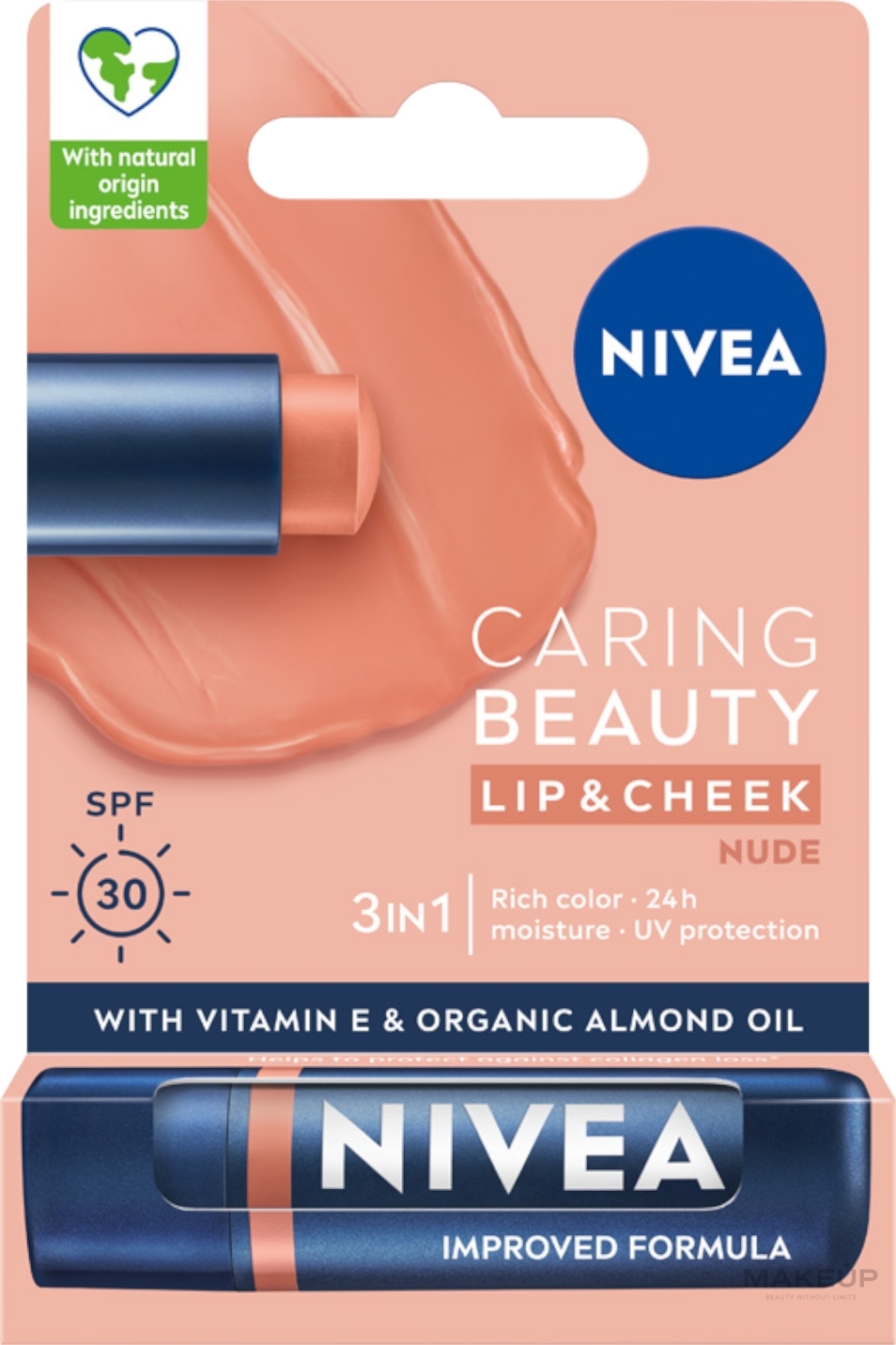 Lipstick for Lips and Cheeks - Nivea Caring Beauty Lip & Chick SPF30 — photo Nude