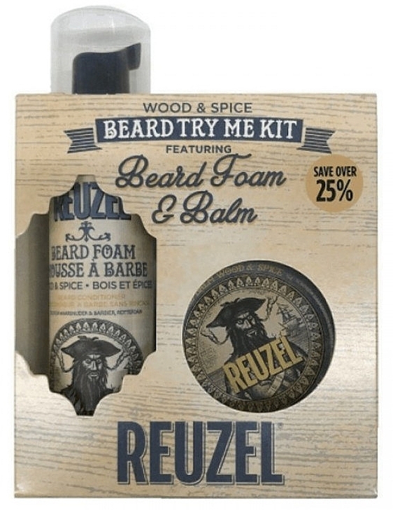 Set - Reuzel Wood and Spice Beard Try Me Kit (balm/35g + foam/70ml ) — photo N1