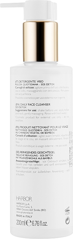 Facial Cleansing Gel with Activated Charcoal - Phytorelax Laboratories Bio Phytorelax Detox Charcoal Daily Face Cleanser Sos Detox — photo N2