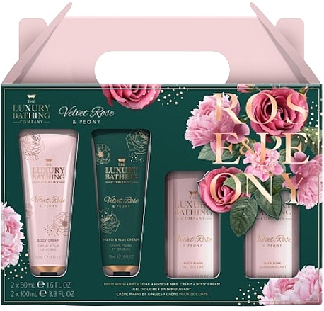 Set - Grace Cole The Luxury Bathing Company Velvet Rose And Peony Top To Toe Essentials (b/cr/50ml + h/cr/50ml + b/soak/100ml + b/wash/100ml) — photo N1