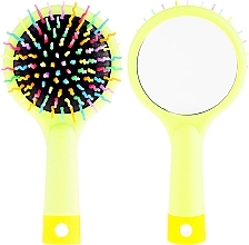 Fragrances, Perfumes, Cosmetics Hair Brush with Mirror, light green - Twish Handy Hair Brush with Mirror Spring Bud