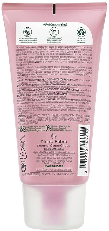 Peony Extract Hair Gel Conditioner - Klorane Soothing and Anti-Irritating Gel Conditioner — photo N2