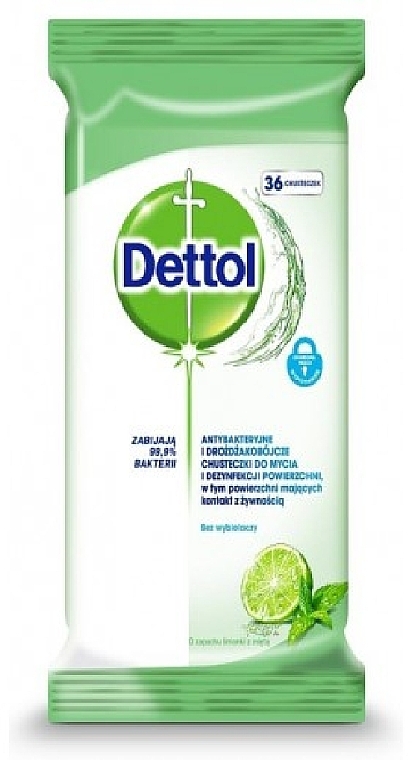 Antibacterial Cleansing Surface Wipes - Dettol Antibacterial Cleansing Surface Wipes Lime and Mint — photo N1