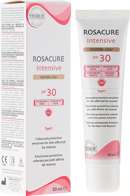 Toning Emulsion for Sensitive Skin Prone to Redness SPF30 - Synchroline Rosacure Intensive Teintee Clair — photo N3