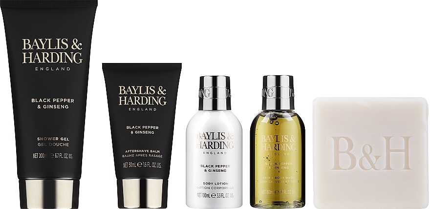 6-Piece Set - Baylis & Harding Black Pepper & Ginseng Weekend Bag — photo N2