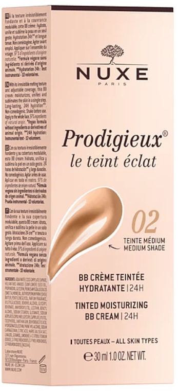 BBクリーム - Nuxe Prodigieux Tinted Moisturizing BB Cream 24H — photo N2