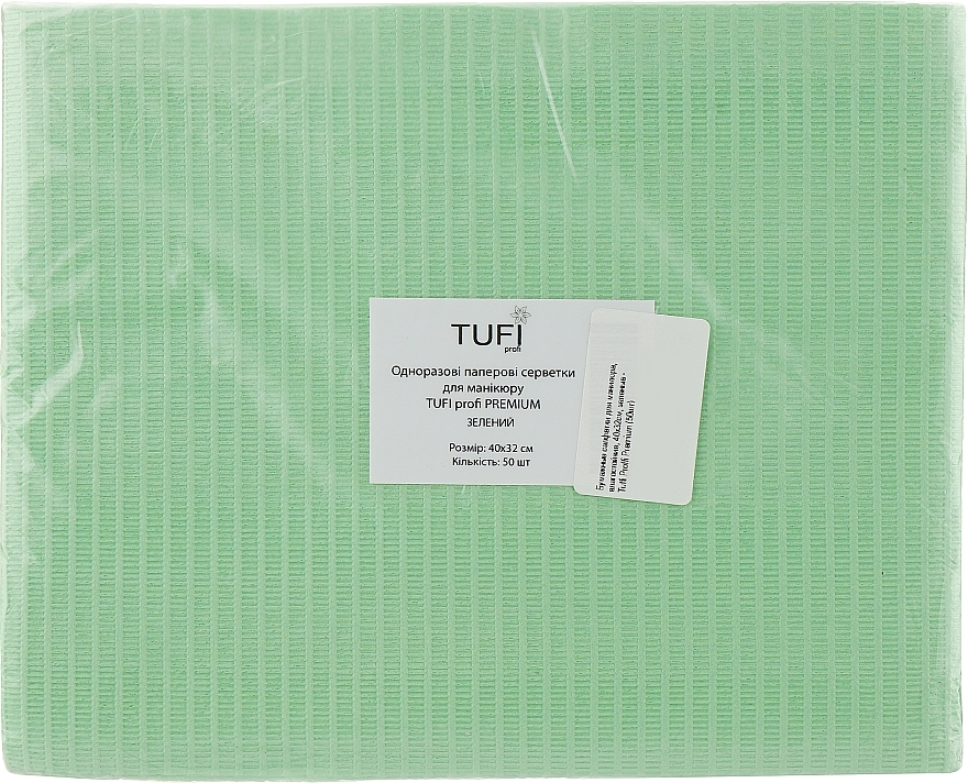 Manicure Paper Tissues, moisture resistant, 40x32cm, green - Tuffi Proffi Premium — photo N4