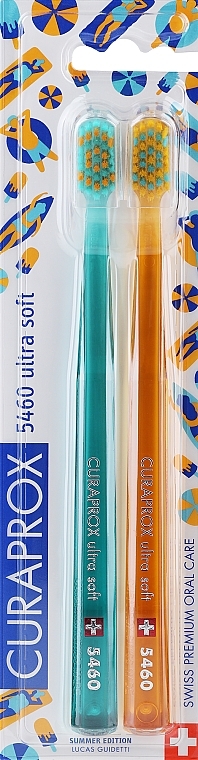 Toothbrush Set 'Ultra Soft Summer 2021' d 0.10 mm, turquoise+orange - Curaprox — photo N5