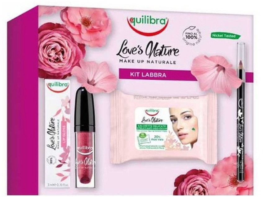 Set - Equilibra Love's Nature Make Up (lip/pencil/1.8g + lip/gloss/3ml + wipes/15pc) — photo N1