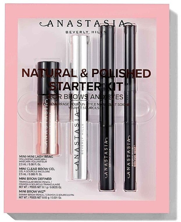 Set - Anastasia Beverly Hills Natural&Polished Starter Kit Dark Brown (masc/2.5ml + brow/gel/2.5ml + pencil/0.1g + pencil/0.03g) — photo N1