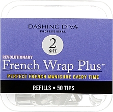 Narrow Nail Tips "French Smile+" - Dashing Diva French Wrap Plus White 50 Tips (Size 2) — photo N4