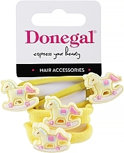 Fragrances, Perfumes, Cosmetics Hair Clip & Tie Set, FA-5663+1, yellow with horses - Donegal