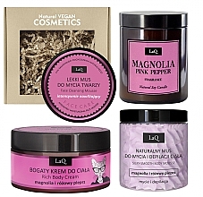 Magnolia & Pink Pepper Set - LaQ Set (b/cr/220g + f/mousse/40g + b/mousse/100g + candle/180ml) — photo N1