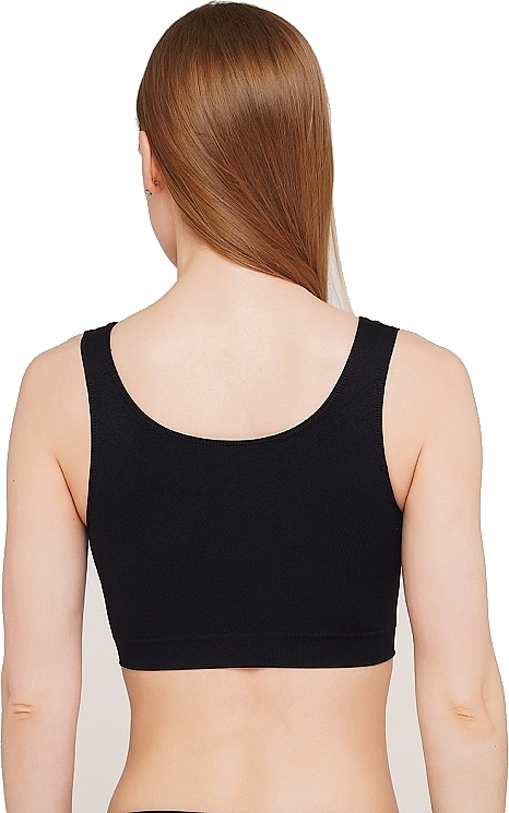 Seamless Tank Top with Wide Straps, black - Giulia — photo N15