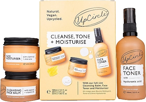 Set - UpCircle Cleanse, Tone + Moisturise Set (f/ton/100ml + f/balm/55ml + f/gel/60ml) — photo N1