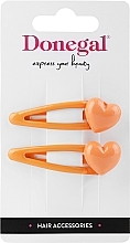 Hair Clips FA-5622, orange with hearts - Donegal — photo N1