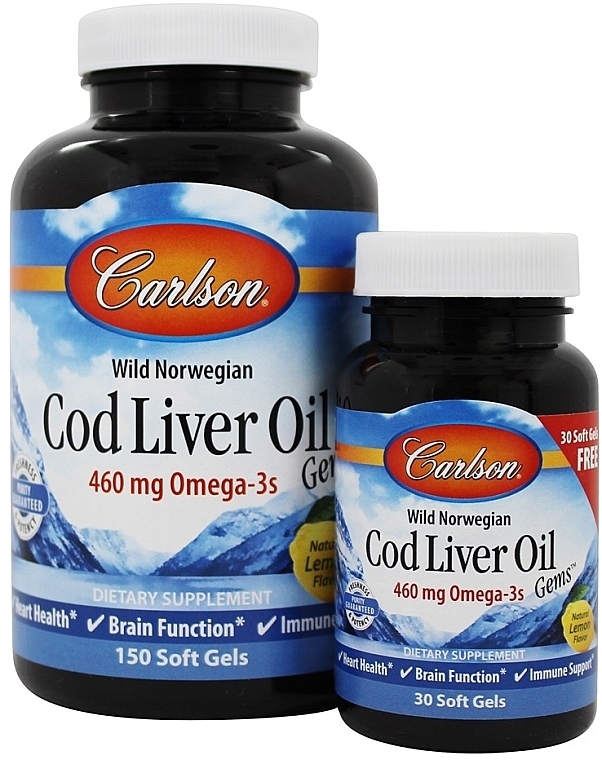 Set - Carlson Labs Cod Liver Oil Gems 460 mg — photo N1