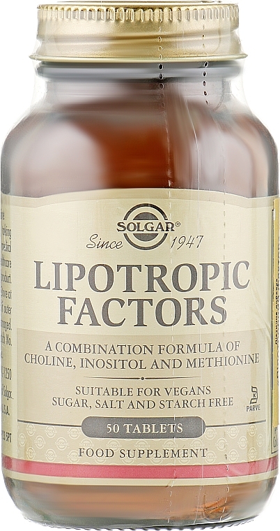 Lipotropic Factor Food Supplement - Solgar Lipotropic Factors Tablets — photo N2