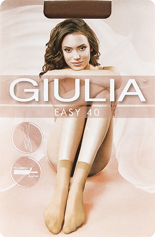 Socks EASY "Top Comfort", 40 Den, caramel	 - Giulia — photo N1