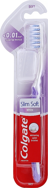 Toothbrush, soft, purple - Colgate Slim Soft White 0.01 mm — photo N1