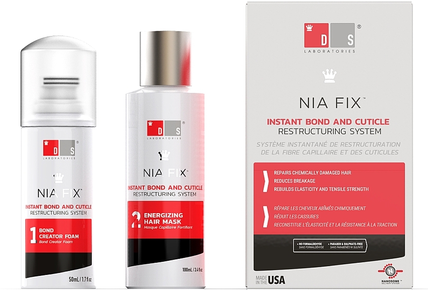 Set - DS Laboratories Nia Fix Instant Bond And Cuticle Restructuring System (hair/foam/50ml + hair/mask/100ml) — photo N5